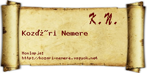 Kozári Nemere névjegykártya